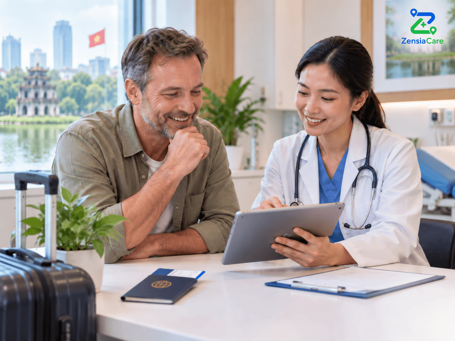 Doctor consulting an international patient in Vietnam about affordable medical treatment options